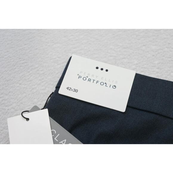 Perry Ellis Travel Luxe Dress Pants Classic Fit Blue Flat Mens 42 x 30 NWT - Picture 10 of 10